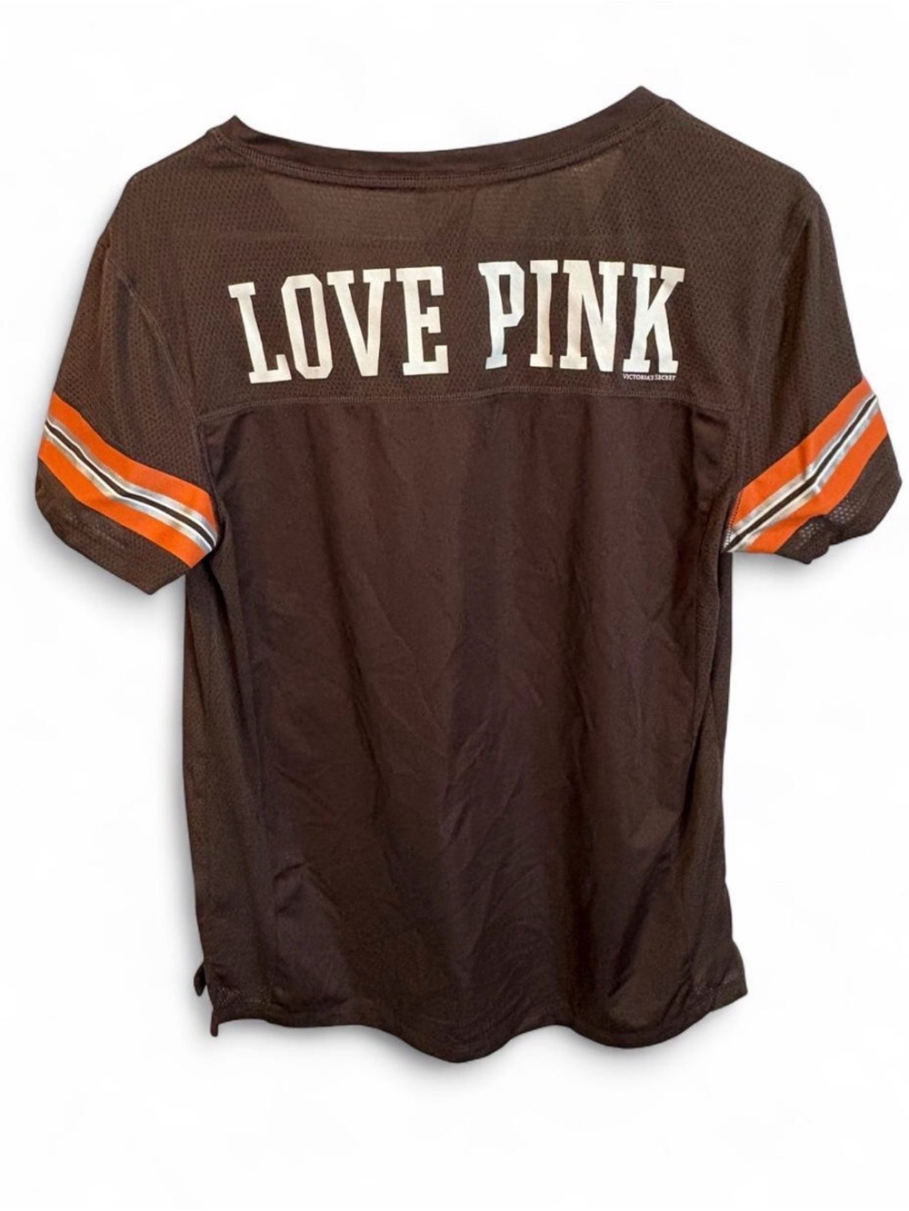 Victoria's Secret PINK Brown and Orange 'BROWNS 46' Jersey Top - Picture 3 of 4